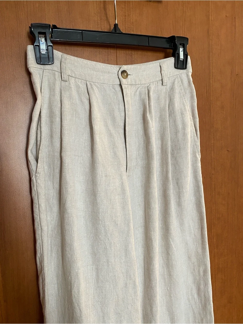 Reformation Wide Leg Pants in Light Gray-Cream